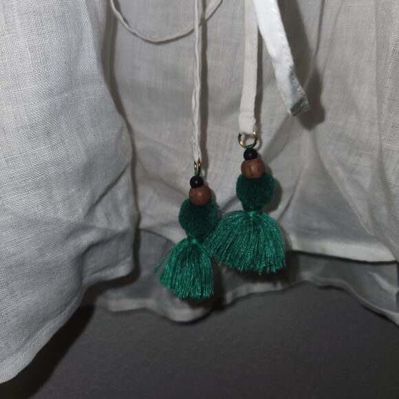 Tory Burch Embroidered Summer Linen Mini White Boho Dress V‎ Neck Womens Size M - Picture 5 of 9